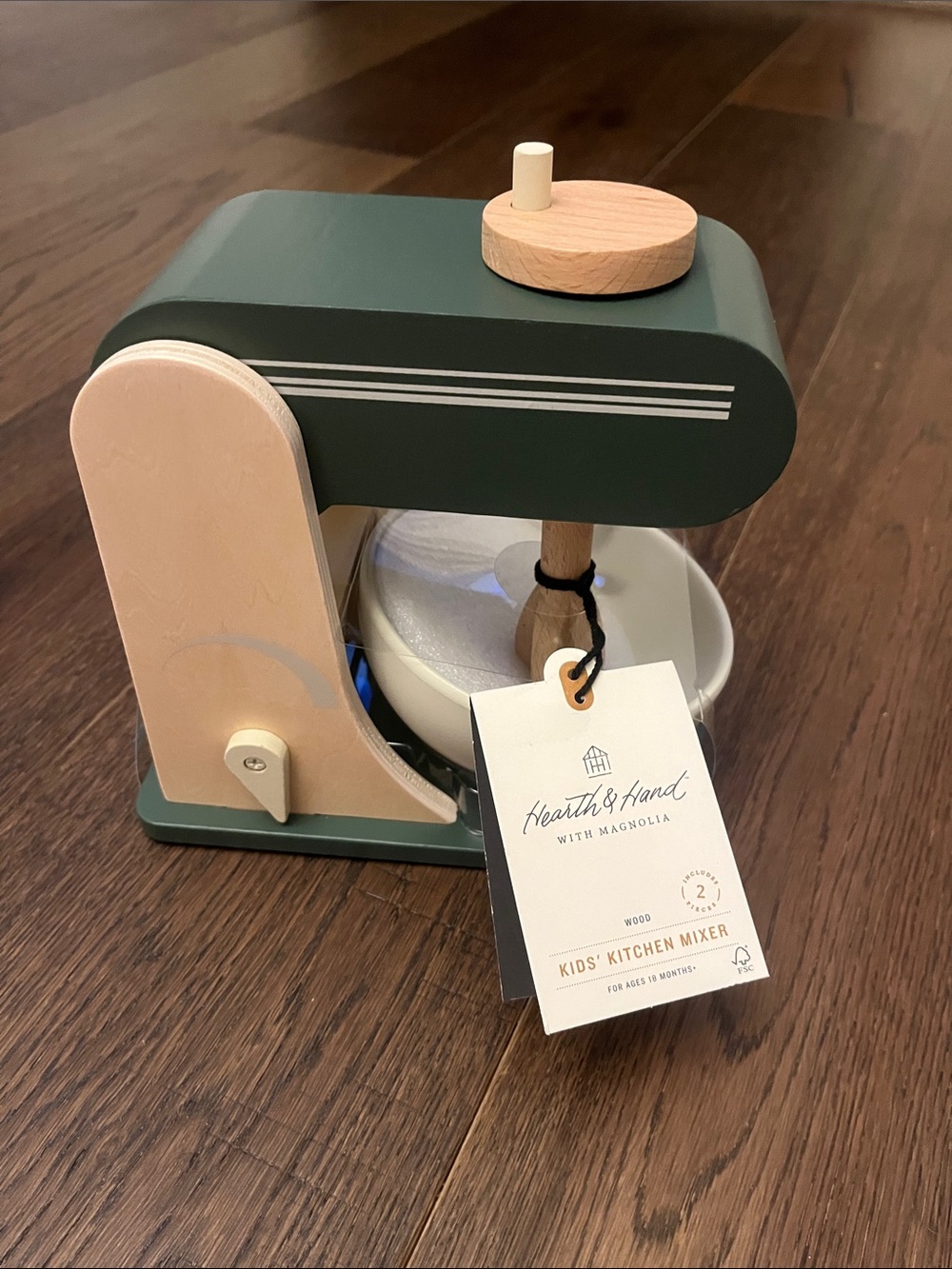 Hearth & Hand Wooden Kids' Mixer in Forest Green and Natural